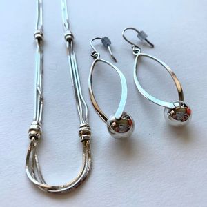 Silver Necklace and Earring Set